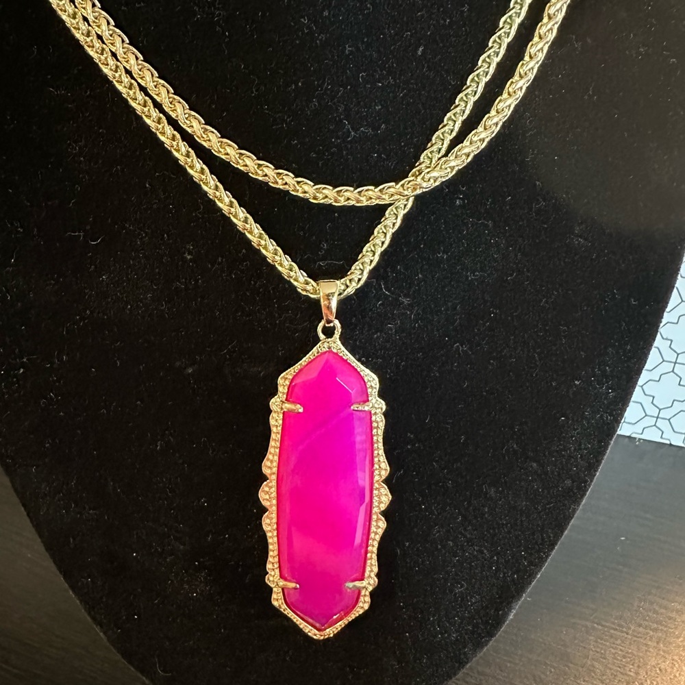 Kendra Scott Frances Necklace Pink Agate/Gold